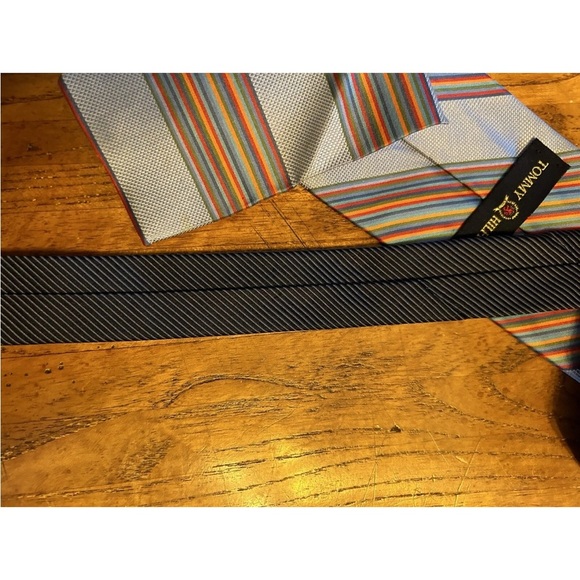 Tommy Hilfiger Denim Blue Multicolor Striped Men's Tie EUC!! - Picture 8 of 8